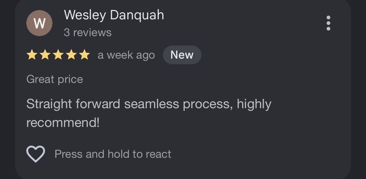 5 star Google review