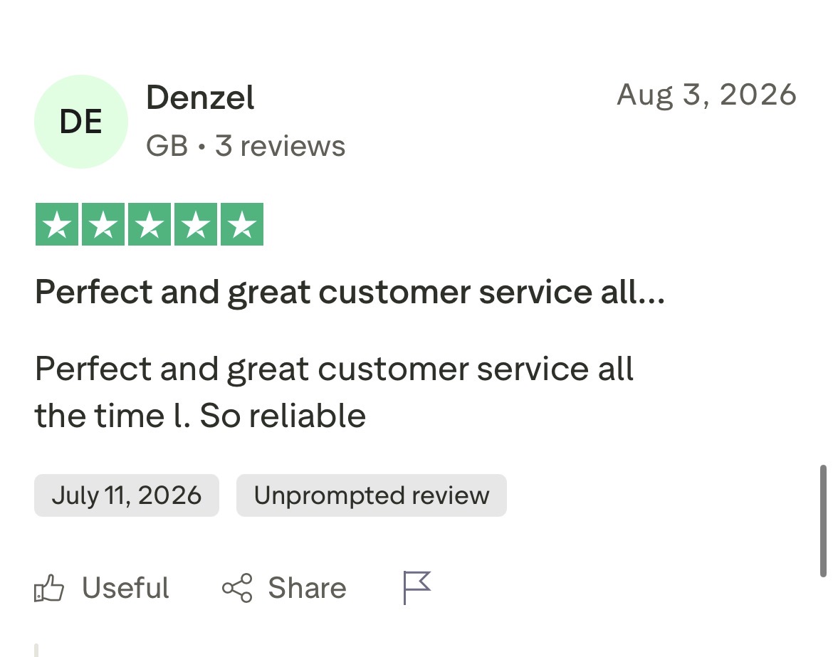 5 star Trustpilot review