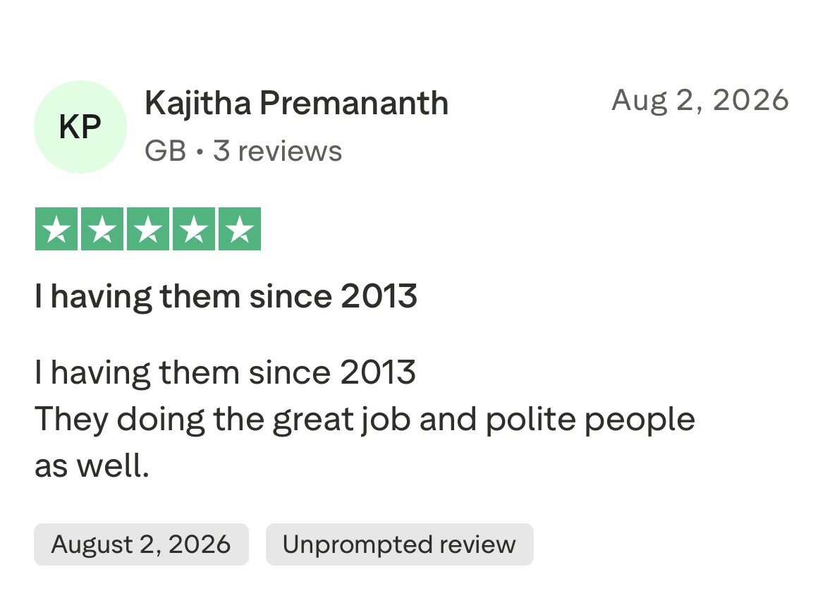 5 star Trustpilot review