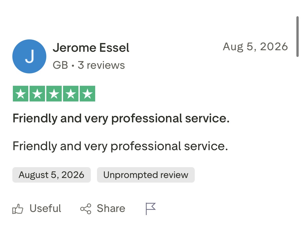5 star Trustpilot review