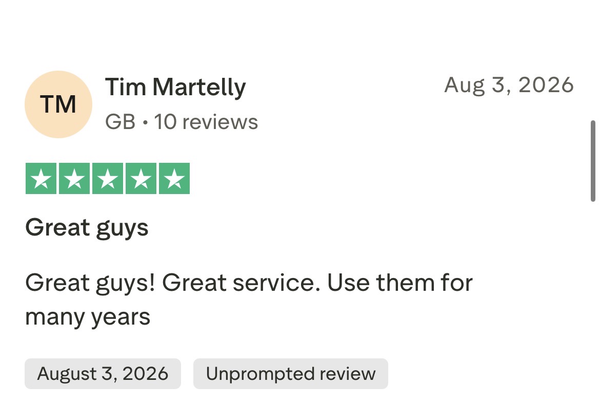 5 star Trustpilot review