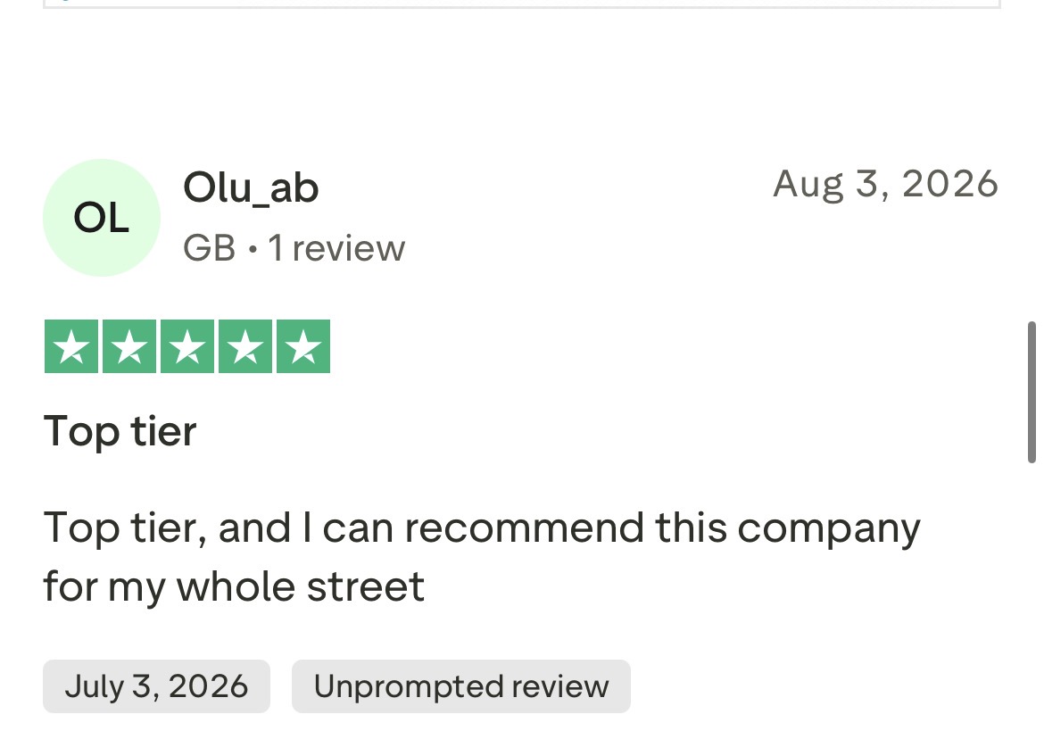 5 star Trustpilot review
