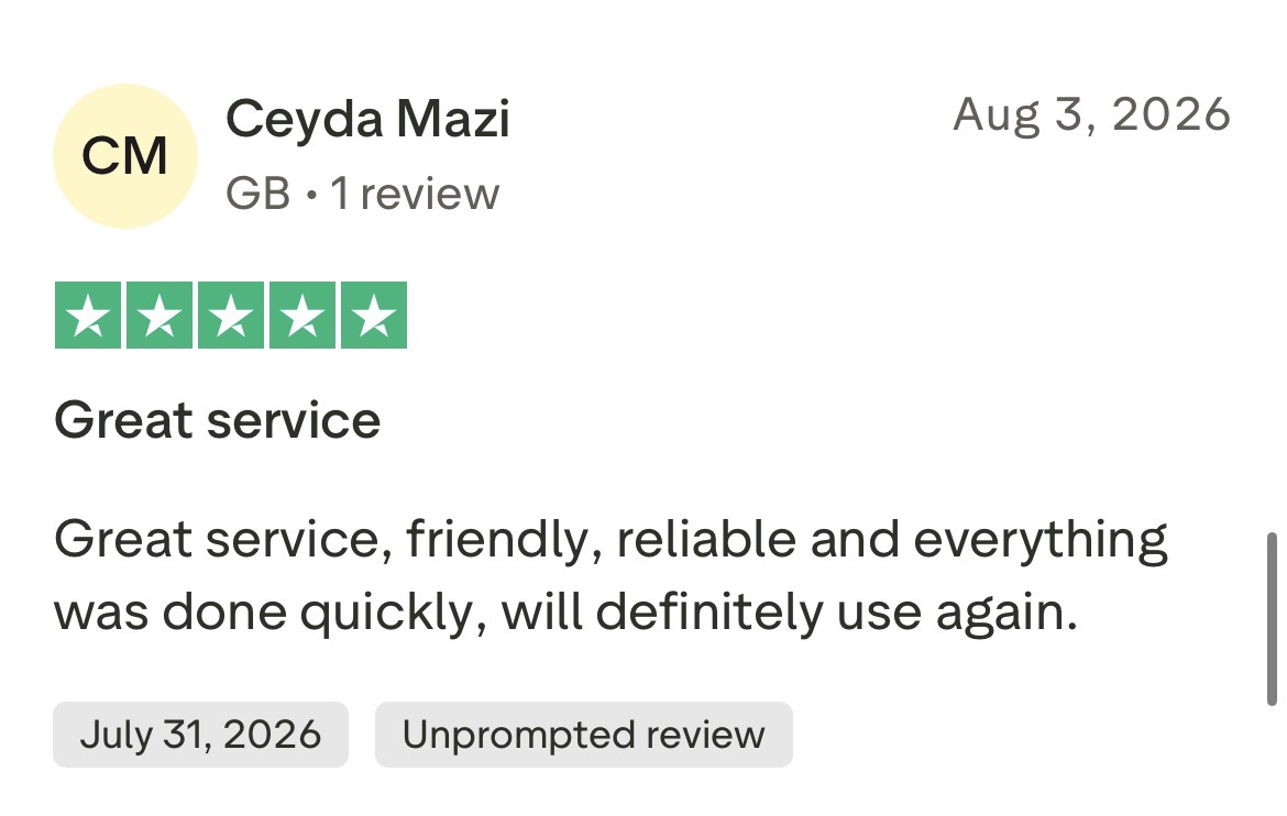 5 star Trustpilot review